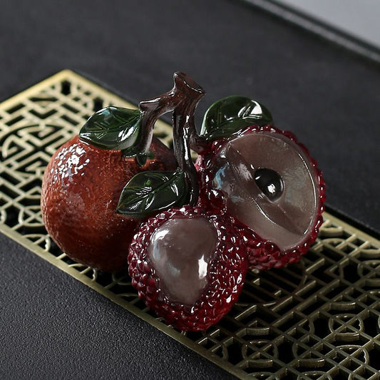 Tea Pet lychee Figurine, Color Changing Teapet for Desk Decoration, Cute Kungfu Tea Ornament Accessories with V1192-AZ-W-2548