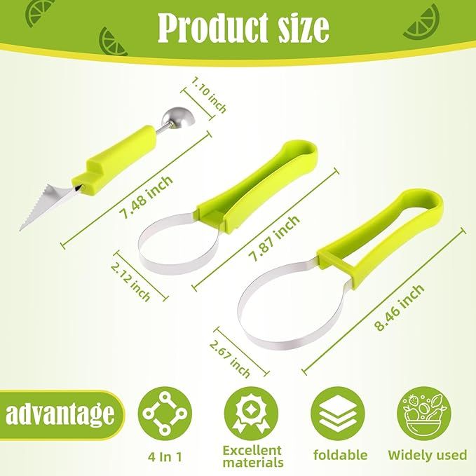 Melon Baller Scoop Set,4 In 1 fruit cutters shapes, watermelon scooper fruit scooper and baller, fruit V1192-AZ-W-2557