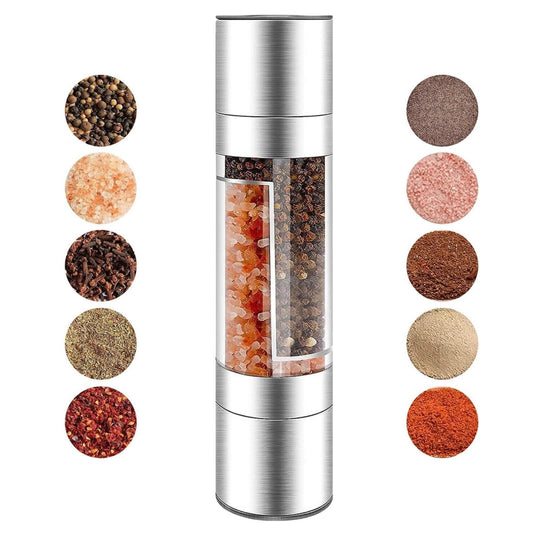 2 in 1 Salt and Pepper Grinder with Adjustable Ceramic Rotor, Manual dual headStainless Steel Salt Grinders V1192-AZ-W-2565