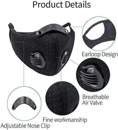 4 Pack Unisex Adjustable Reusable Washable Dust Protect Mouth Cover with 8Carbon Filters and 8 Breathing V1192-AZ-W-2681