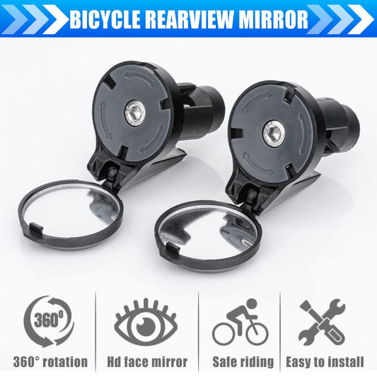 Bike Bar End Rear View Mirror 2 Pack - Adjustable HD Convex Glass Rearview Mirror for Road Bike Drop Bar End V1192-AZ-W-2735