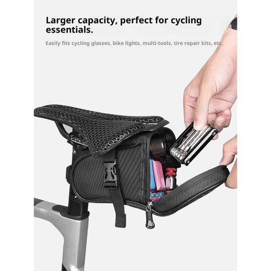 Bike Seat Bag, Water-resistant Bicycle Saddle Bag with Reflective Strap, Cycling Under Seat Pouch, Bike Seat V1192-AZ-W-2739