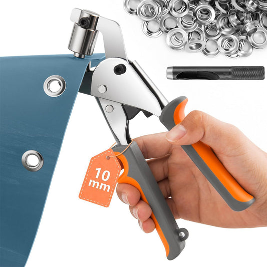 Heavy Duty Grommet Tool Kit, 500 pcs 10mm Grommets, Eyelet Tool, Press for Tarp, Grommet Kit, Fabric, Banner, V1192-AZ-W-2761