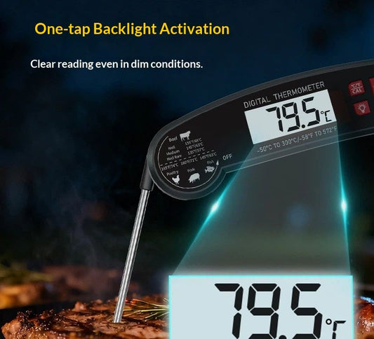 Digital Meat Thermometer - Fast Instant Read Food Thermometer, Waterproof Kitchen Thermometer with Backlight V1192-AZ-W-2800