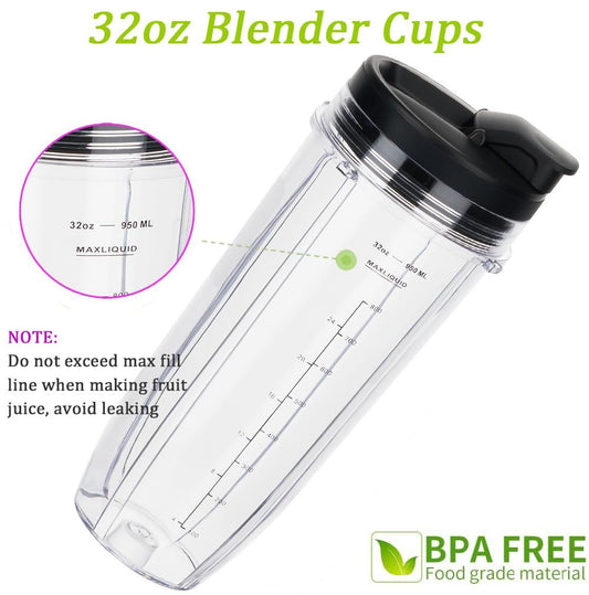 Replacement 32oz Blender Cup with Sip & Seal Lid For BL450 BL454 Bl455 BL456 BL480 BL481 BL482 BL490 BL640 V1192-AZ-W-2804