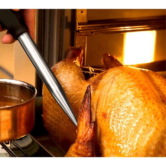 Stainless Steel Food Grade Turkey Baster for Cooking, Baking, Injecting Marinade With cleaning brush(Black) V1192-AZ-W-2807