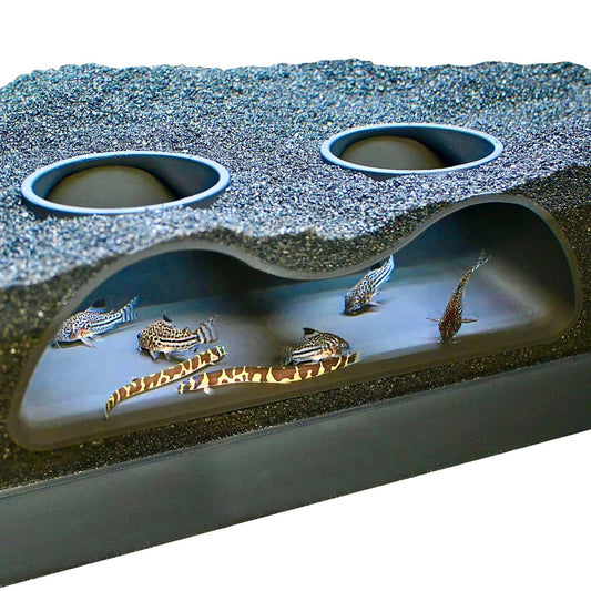 Aquarium Underground Tunnel Cave Natural Curve Two Hole | Viewing Fish & Shrimp Under Gravel Tunnel | Fish V1192-AZ-W-2857