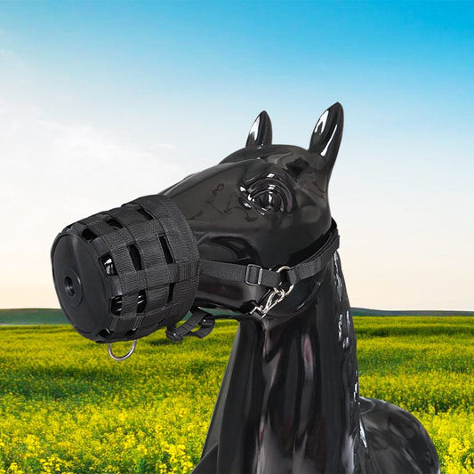 Durable Ventilated Grazing Muzzle with Attached Breakaway Halter - Lightweight Horse Muzzle, Supports Natural V1192-AZ-W-2873