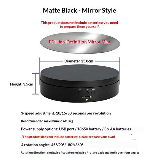 Motorized Rotating Display Stand, 360 Degree Electric Rotating Turntable for Photography Products, Jewelry, V1192-AZ-W-2916