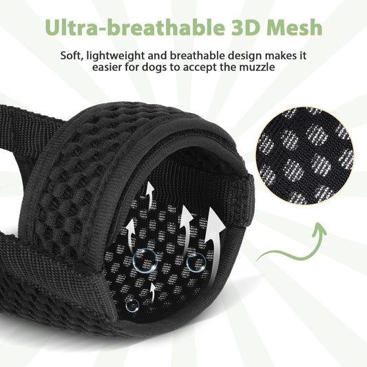 Dog mouth cover, used for chewing beauty, breathable, adjustable, allowing for large sips of water (black L) V1192-AZ-W-2940