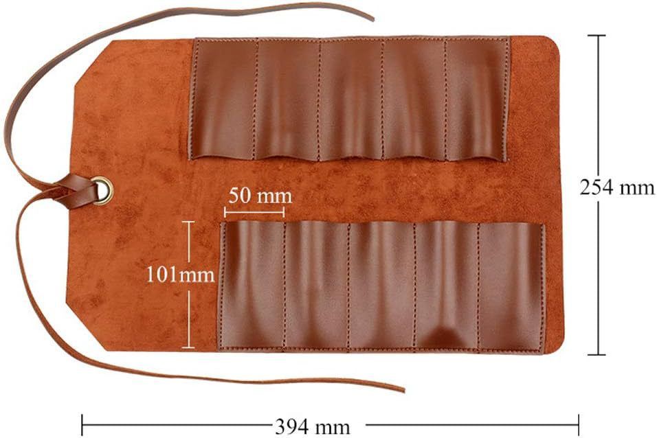 Leather Tool Bag Roll Up, 10Slot Heavy Duty Tool Roll Bag Organizer, Durable Tool Kit Folding Tool Pouch Roll V1192-AZ-W-3033