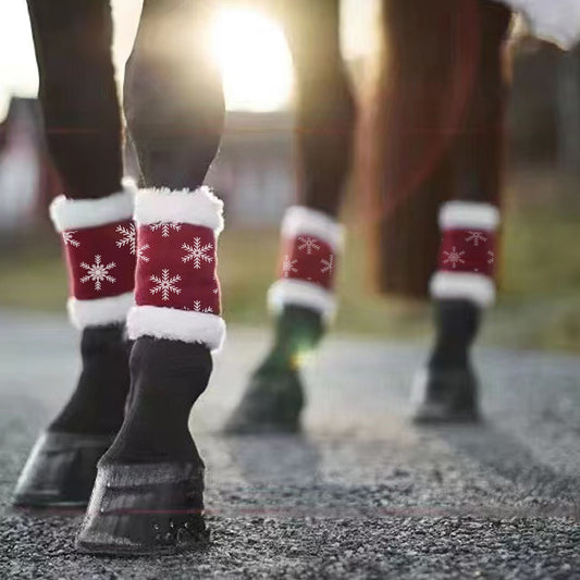 Christmas Red Horse Leg Protectors polar fleece Standing Wraps, Pack of 4,for Horses Leg Loose and V1192-AZ-W-3067