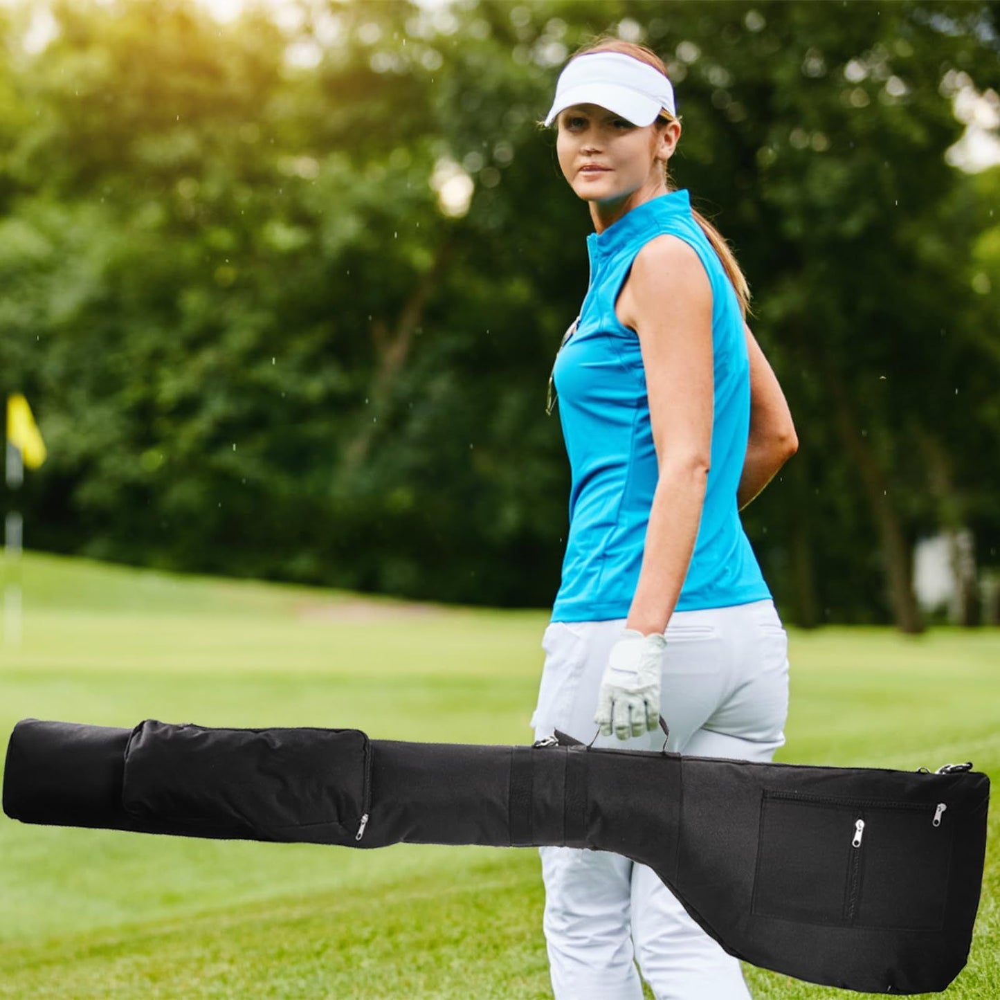 Big Teeth Golf Sunday Bag, Small Golf Bag Lightweight, Golf Bag for A Few Clubs Driving Range, Practice with V1192-AZ-W-3127