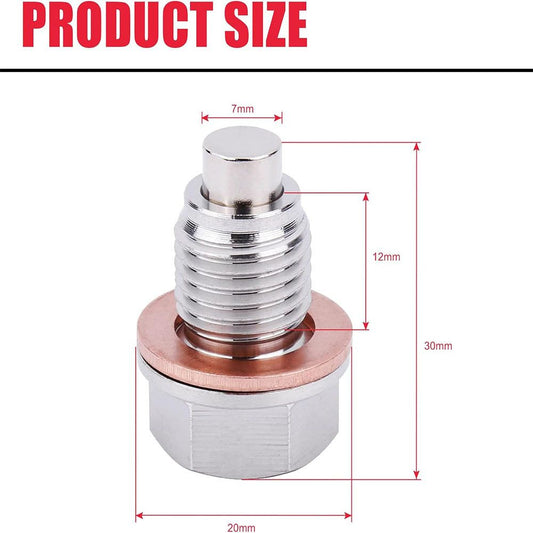 M16 x1.5 Magnetic Oil Drain Plug Stainless Steel Oil Pan Drain Bolt Replacement , Mini 1pcs Crush Washer V1192-AZ-W-3175