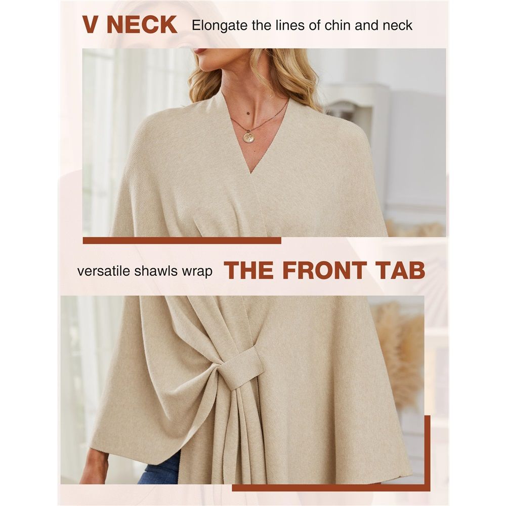 Women's Elegant Shawl Wraps Soft Open Front Poncho Sweater for Spring Fall Winter Sweater Soft Warm Travel V1192-AZ-W-3196