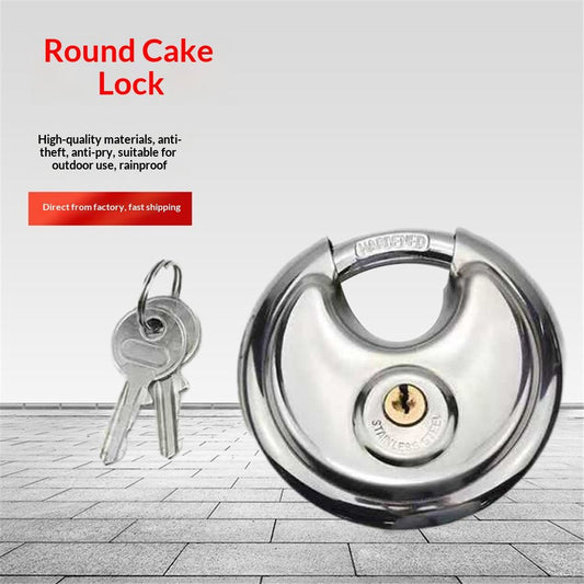 70mm Keyed Alike Heavy Duty Shielded Discus Padlock - 3 Pack- Chrome Plated Security Lock for Storage Shed, V1192-AZ-W-3204