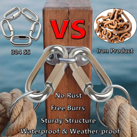 5pcs Quick Link, 304 Stainless Steel D Shape Locking Carabiner Heavy Duty Chain Link Keychain for Outdoor V1192-AZ-W-3208