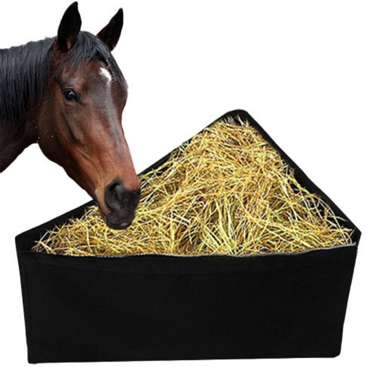 Horse Corner Hay Feeder with Large Capacity, Mesh Bottom and Metal Snaps, Fit for Horse Trailer Stall V1192-AZ-W-3251