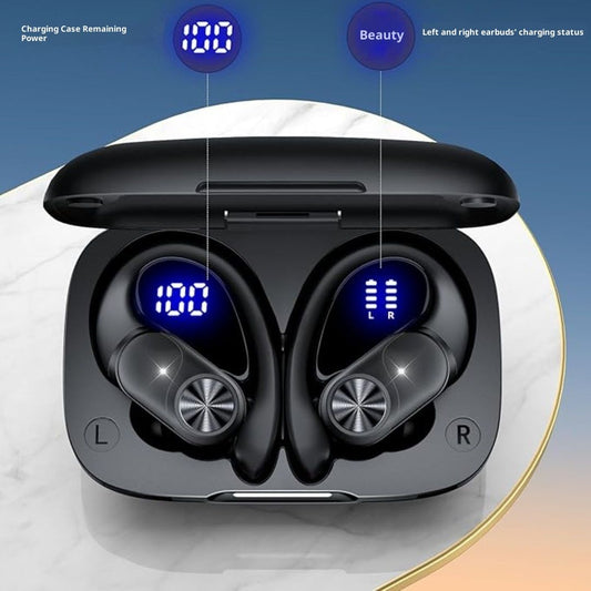Bluetooth Headphones Wireless Earbuds 80hrs Playtime Wireless Charging Case Digital Display Sports Ear Buds V1192-AZ-W-3342