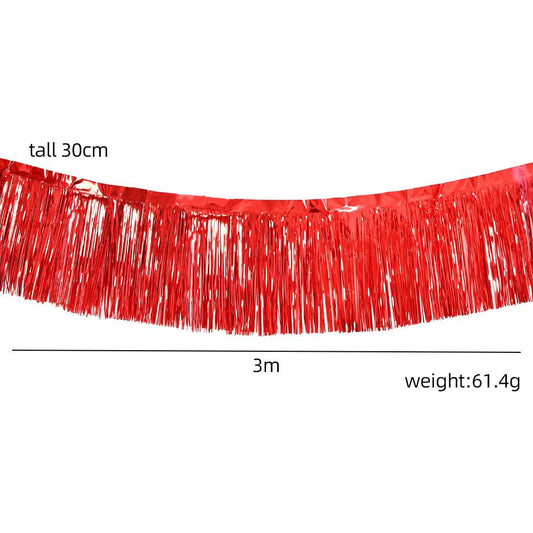 10 Pack 10 Feet Red Foil Fringe Garland Metallic Tassle Banner Wall Hanging Tinsel Streamers Backdrop for V1192-AZ-W-3407