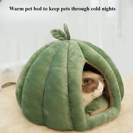 Cat Beds for Indoor Cats, Pumpkin Cat House,Cute Pumpkin Shape Cat Cave Bed Cat Tent with Removable Cushion, V1192-AZ-W-3436