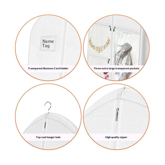 Portable 70" Wedding Dress Garment Bag with Bride Tote Bag 8'' Gusseted Dress Bags for Gowns Long Dress Cover V1192-AZ-W-3449