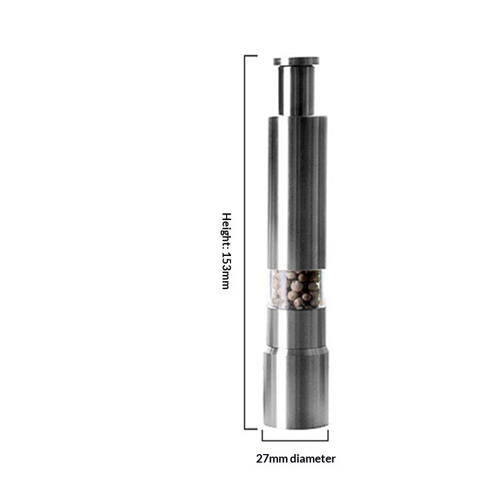 Stainless-Steel One-Handed Thumb Push Button Salt and Pepper Grinder For Black Pepper(Stainless steel spring V1192-AZ-W-3456