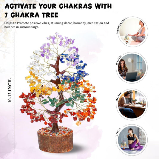 7 Chakra tree of life Crystal Healing Money Tree for Home Living Decor, Office Desk Decor | Handmade Feng V1192-AZ-W-3522