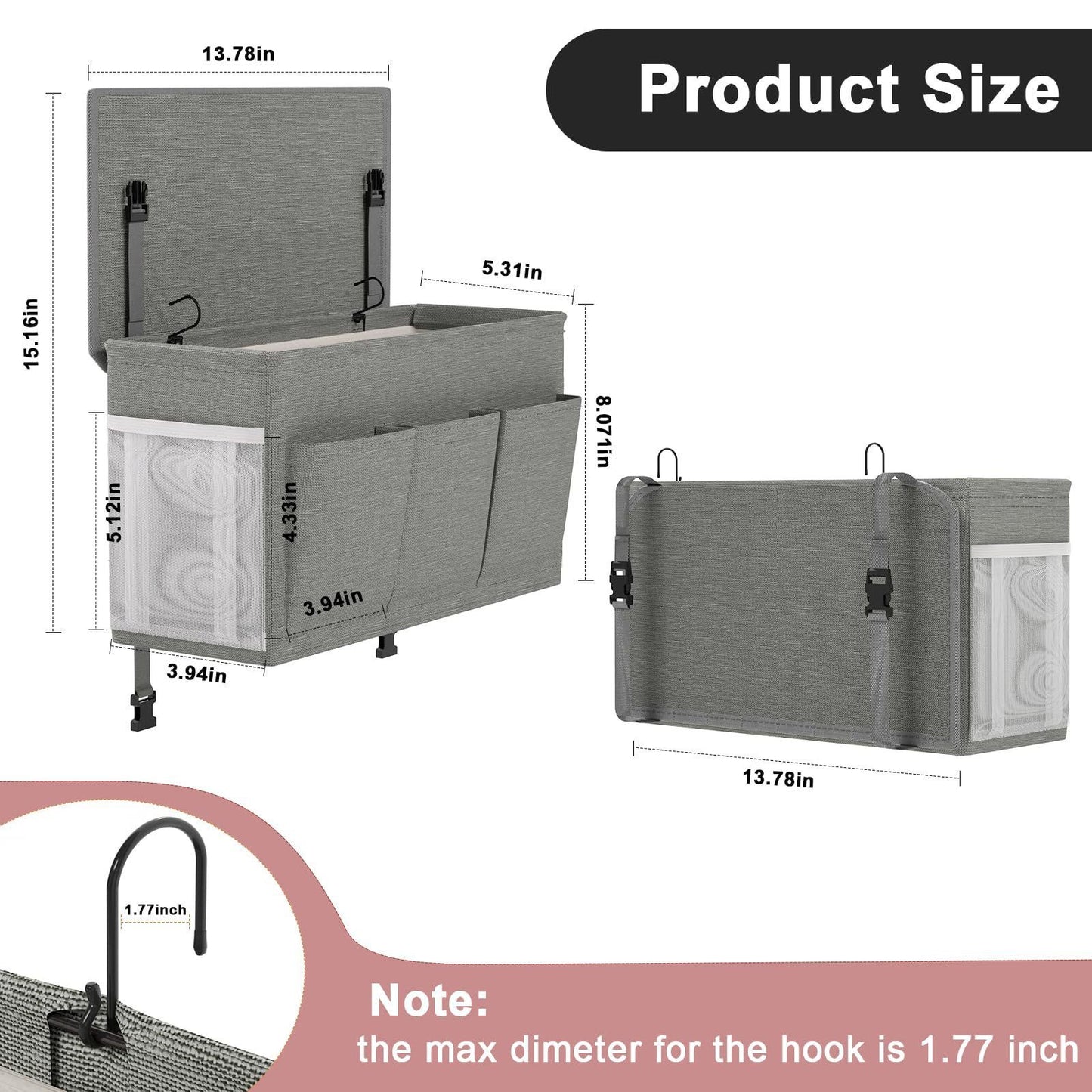 Dual purpose bedside storage device, multifunctional bedside storage solution magazine remote control V1192-AZ-W-3531