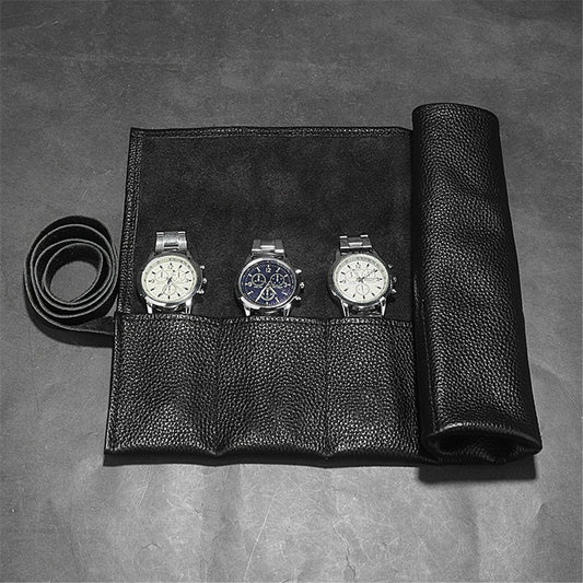 Leather Travel Watch Roll-Watch Case Display Organizer and Storage for 6 watches, Gift Accessory for watch V1192-AZ-W-3570
