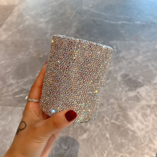 crystal Pencil Pen Pot Holder Box Bling Rhinestone Pen organizer Holder Cosmetic Pen Container Luxury diamond V1192-AZ-W-3578