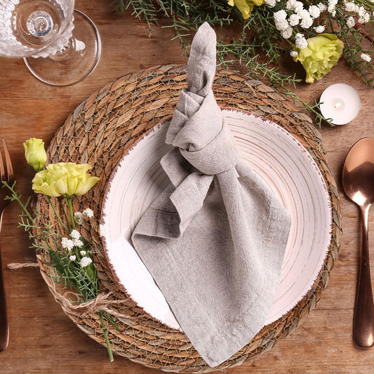 6pcs 11cm Round Rattan Placemats,Natural Hand-Woven Water Hyacinth Placemats,Farmhouse Weave Place Mats V1192-AZ-W-3580