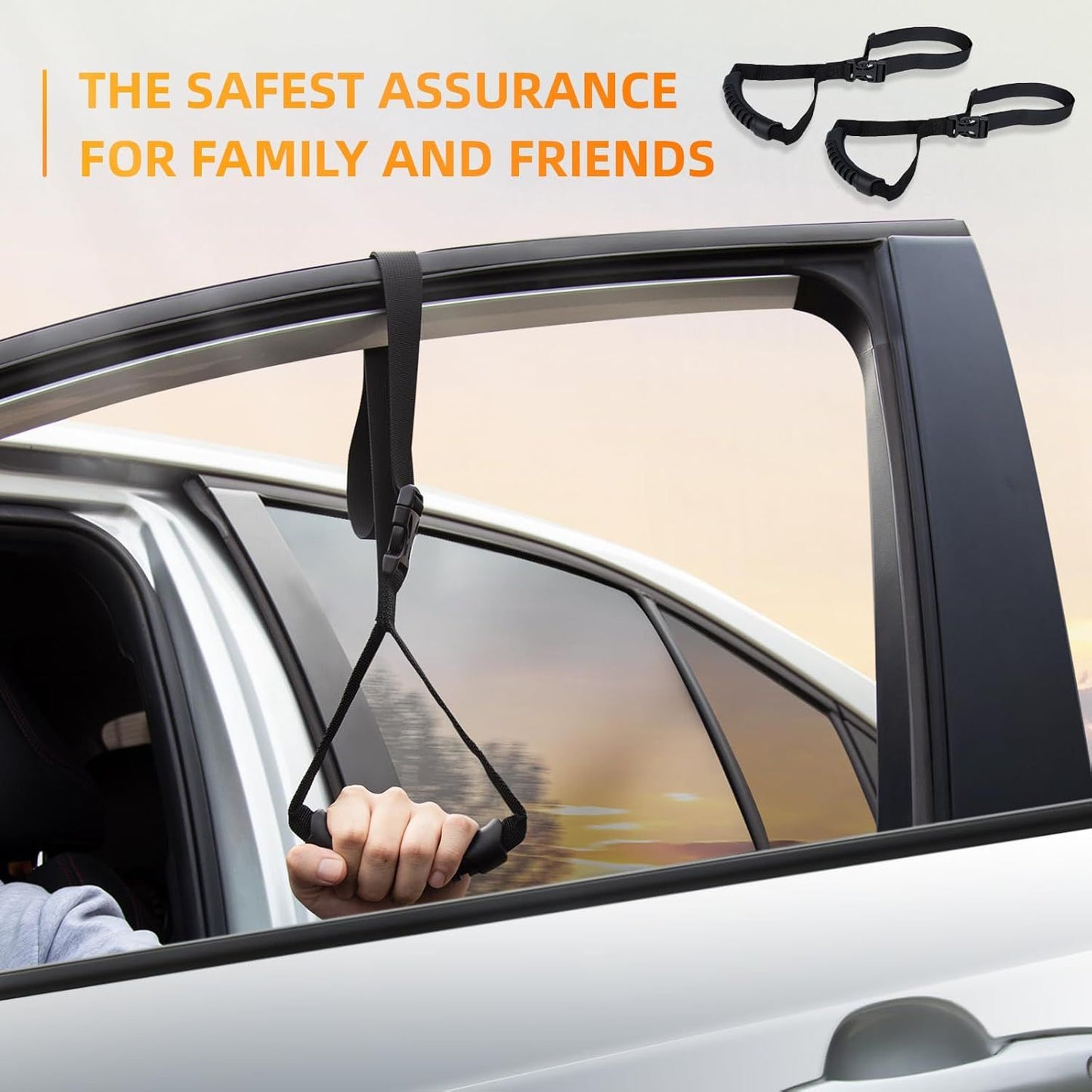 4Pack Car Grab Handle Adjustable Standing Aid Safety Handle Portable Vehicle Support Grab Bar Nylon Grip V1192-AZ-W-3638