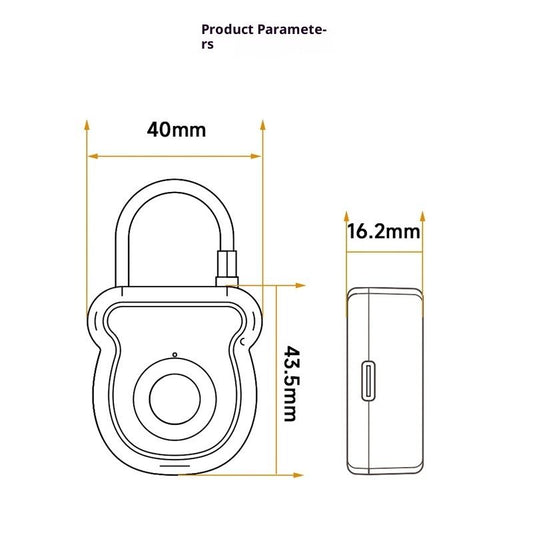 Fingerprint Padlock for Gym Locker w/USB Key, Biometric Lock 20 User for Luggage Backpack Case Toolbox V1192-AZ-W-3691