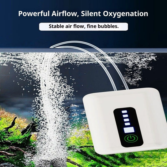 Lithium Battery Powered Portable Aquarium Air Pump for Fish Tank, USB Rechargeable Aquarium Bubbler Aerator V1192-AZ-W-3693