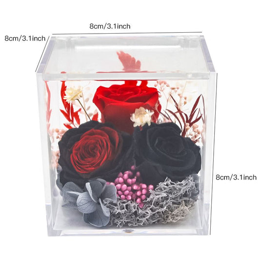 4pcs Valley of Rain & Forest Long-Lasting Real Flowers, Handcrafted Preserved Rose Bush For you to Send Love V1192-AZ-W-3709