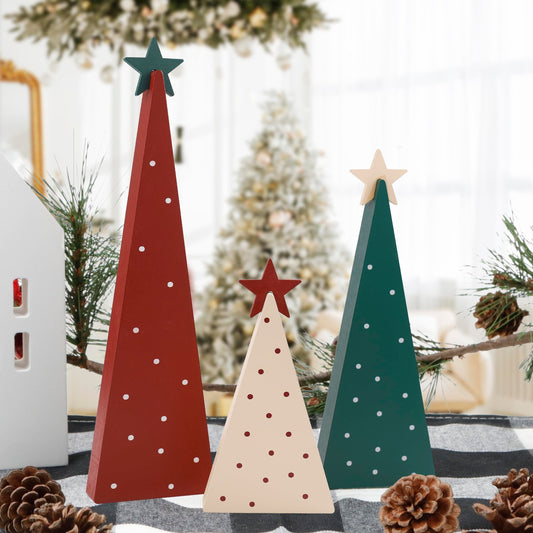 Christmas Decorations-Three Sizes Wooden Tree Sign with Star-Christmas Decorations for Home Shelf Mantel V1192-AZ-W-3717