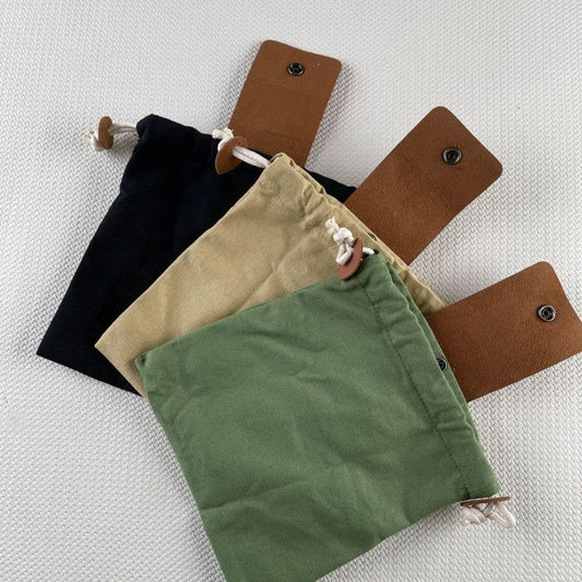 Foraging Bag 4 Pcs Canvas Waxed Foraging Pouch Mushroom Bags Collapsible Bushcraft Leather Pu Hunting Belt V1192-AZ-W-3764