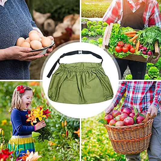 Harvest & Weeding Waist Apron with Pockets | Berry Picker/Garden Apron/Foraging Bag for Harvest - Vegetables, V1192-AZ-W-3775