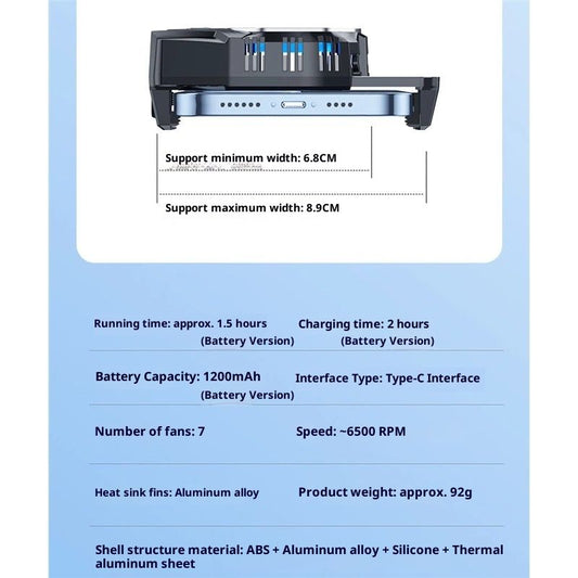 Phone Cooler with Battery, Phone Cooling Fan for Gaming Fit All Types of iPhone Android Smartphones, Mobile V1192-AZ-W-3814