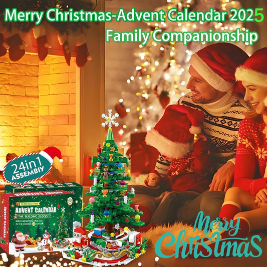 Advent Calendar Christmas Tree Building Blocks Toy Set with Warm light,24 Days Countdown Calendar Blocks for V1192-AZ-W-3875