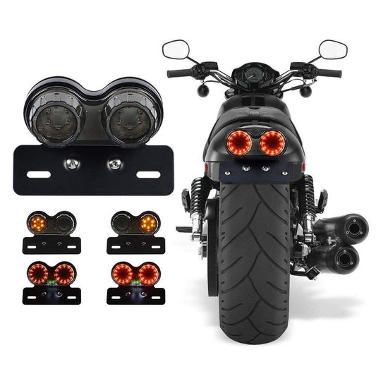 10W 20-LED Motorcycle Tail Light Integrated Driving&Brake Light Turn Signal Lamp With License Plate Bracket V1192-AZ-W-3899