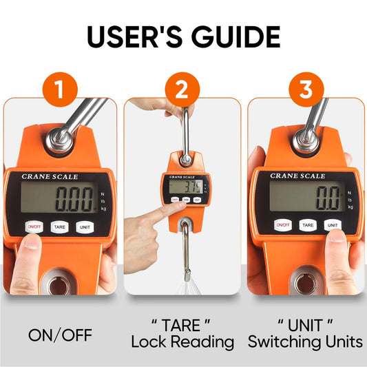 660lb Digital Hanging Scale, Handheld 300Kg Mini Crane Scale with Hooks for Farm Hunting Fishing Outdoor V1192-AZ-W-3901