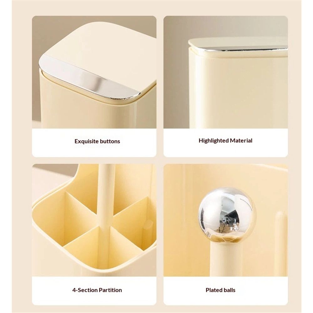 Makeup Brush Holder with Lid,4 Slots Makeup Brush Organizer,Automatic Lifting Makeup Cosmetics Organizer,for V1192-AZ-W-9043