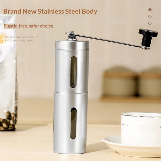 Manual Coffee Grinder - From Extra Course to Ultra Fine Grind, High Grade Conical Ceramic Burr Mill, Brushed V1192-AZ-W-9048
