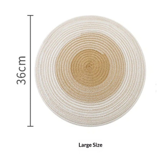 Dining Placemats Set of 4 | linen-cotton Table Mat - 14 in Diameter | Handmade Style for Dinner Plates V1192-AZ-W-9049