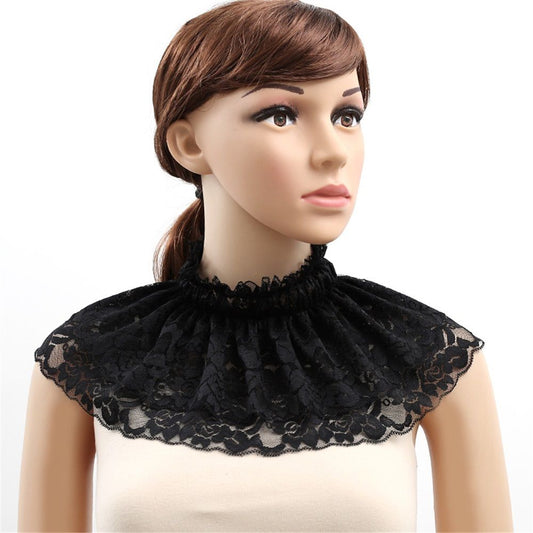 Neck Collar Ruff Gothic Lace Neck Ruff Collar, Neck Costume with Renaissance Vampire Choker for Women (black) V1192-AZ-W-9084