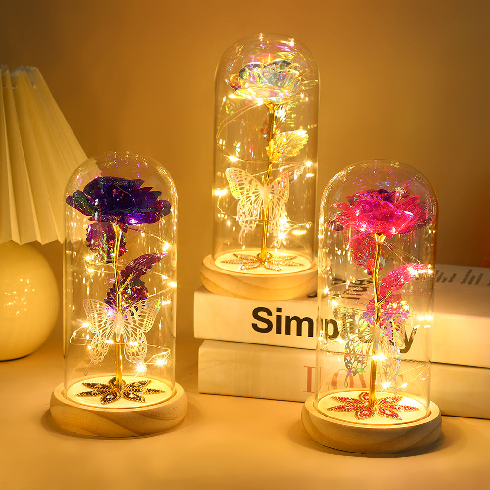 White & Silver Butterfly Flower Lamp - Decorative LED Table Lamp for Home Ambiance V1192-D27