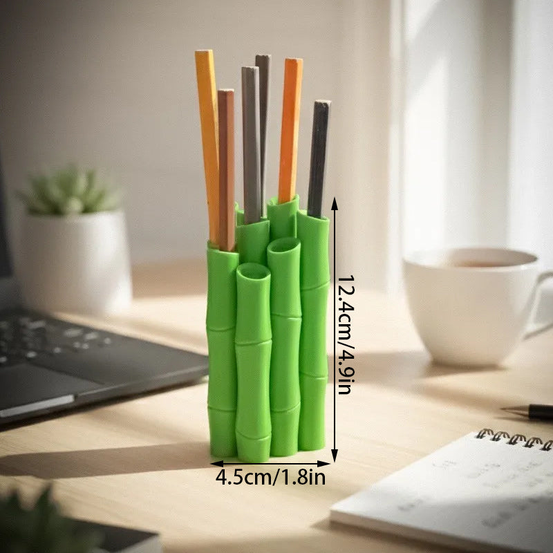 A 3D-printed bamboo pen holder can hold pens, pencils, markers, or drawing tools, adding a tranquil and V1195-VYY0009