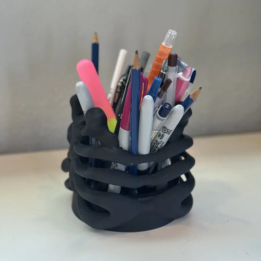 3D Printed Rib Pen Holder - Skeleton Desktop Organizer is both a practical pen holder and a sculpture. V1195-VYY0013